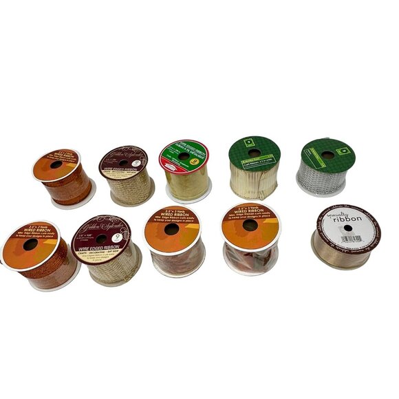 Ribbon -10 Spools each 9 feet in Length - 9 - 3" Wide, 1 - 2" Wide - Wire Edged - Picture 2 of 5